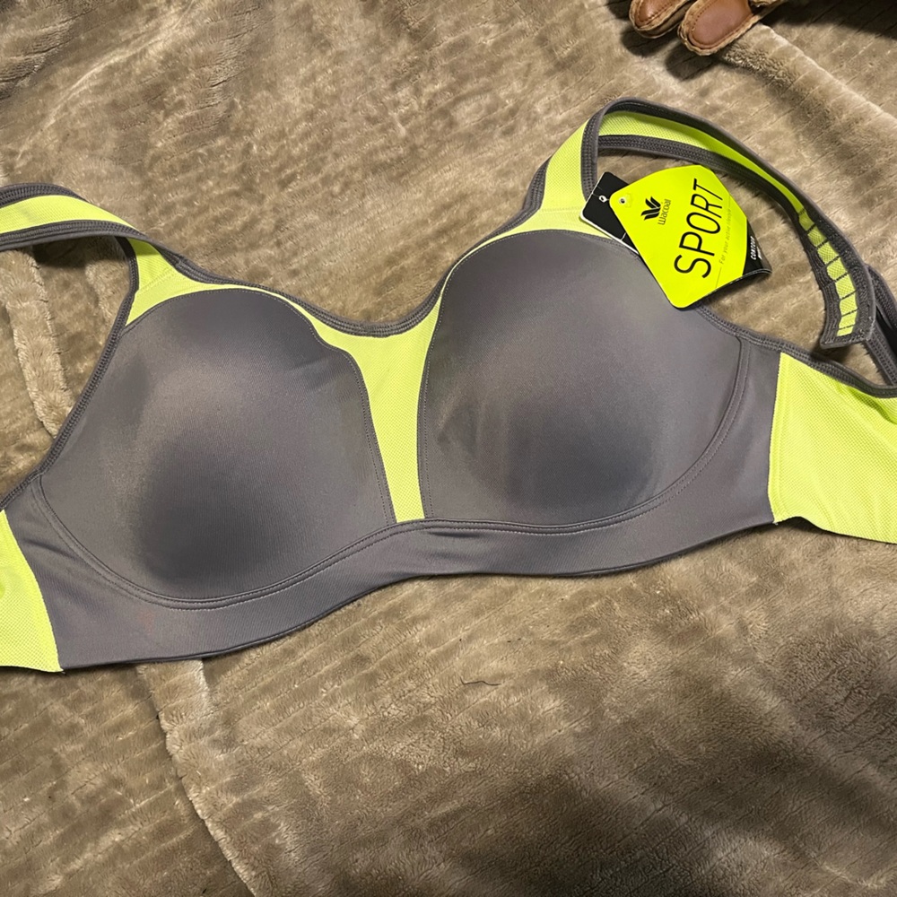 Women's Charcoal and Neon Sports Bra